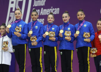 Brasil é ouro nos cinco arcos da ginástica rítmica no Pan Júnior