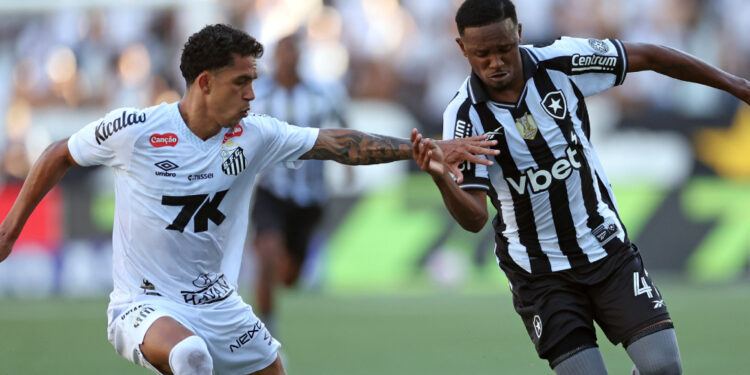 Botafogo fica duas vezes à frente, mas cede empate ao Santos